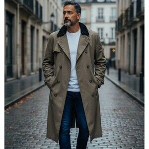 RALPH LAUREN Chaps Trench Coat Mens Sz 38S Double Breasted Removable Wool Lining